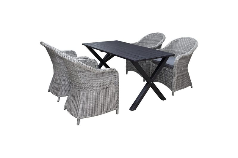 Udendørs møbelgruppe 150 cm Bord & 4 Belize grå stole Sort - Sort - Havemøbler - Udendørsgruppe - Havesæt