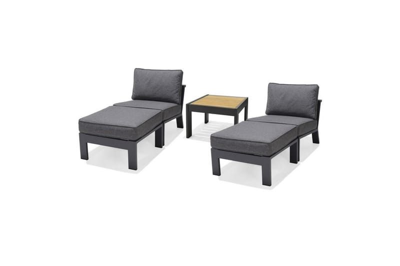 Udendørs møbelgruppe Lifestyle Garden PALAU 2x sidestol + 2x ottoman + sidebord 60 cm - Havemøbler - Balkon - Balkonmøbler - Altansæt