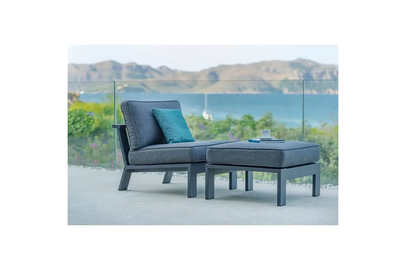 Udendørs møbelgruppe Lifestyle Garden PALAU sidestol + ottoman + sidebord 60 cm - Havemøbler - Balkon - Balkonmøbler - Altansæt