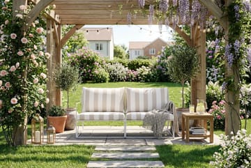 Usteryd 2-personers Loungesofa - Beige/Stribet - Havemøbler - Balkon - Balkonmøbler - Altanbænke
