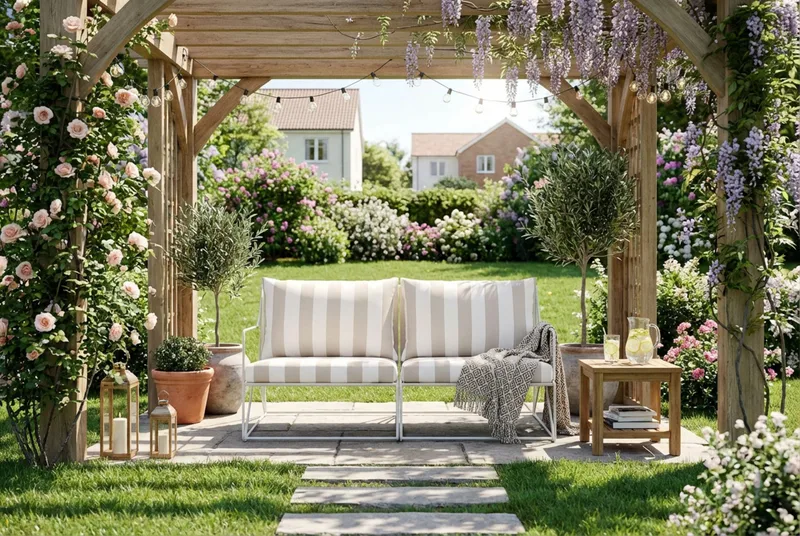 Usteryd 2-personers Loungesofa - Beige/Stribet - Havemøbler - Balkon - Balkonmøbler - Altanbænke