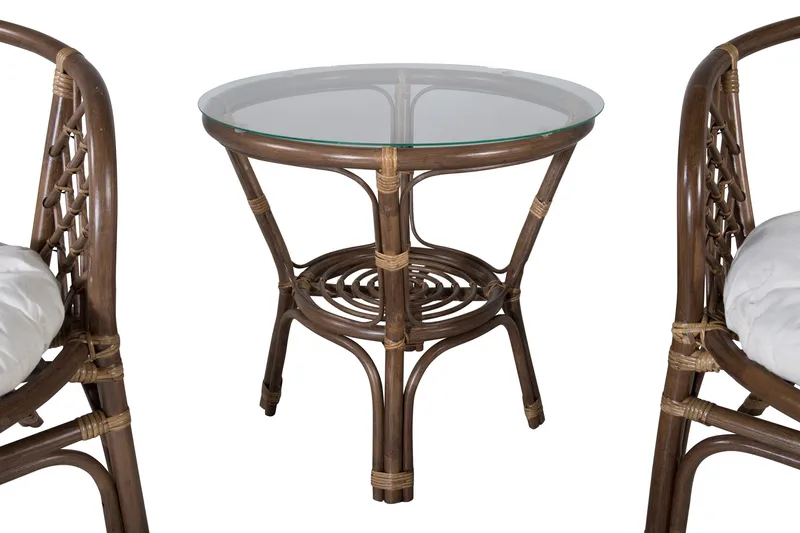 Wera Altangruppe 2-personers - Brun/Hvid - Havemøbler - Balkon - Balkonmøbler - Altansæt