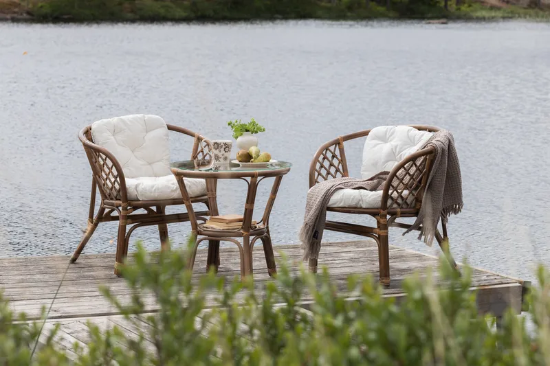 Wera Altangruppe 2-personers - Brun/Hvid - Havemøbler - Balkon - Balkonmøbler - Altansæt