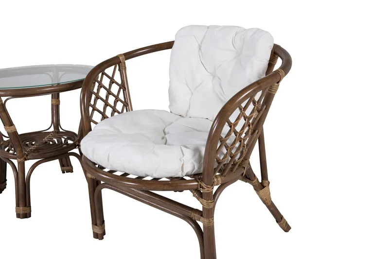 Wera Altangruppe 2-personers - Brun/Hvid - Havemøbler - Balkon - Balkonmøbler - Altansæt