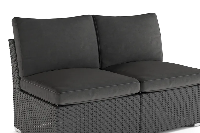 Wisconsin Loungesofa Udendørs uden Armlæn 2-personers Polyrattan - Sort - Havemøbler - Balkon - Balkonmøbler - Altanbænke