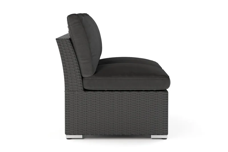 Wisconsin Loungesofa Udendørs uden Armlæn 2-personers Polyrattan - Sort - Havemøbler - Balkon - Balkonmøbler - Altanbænke