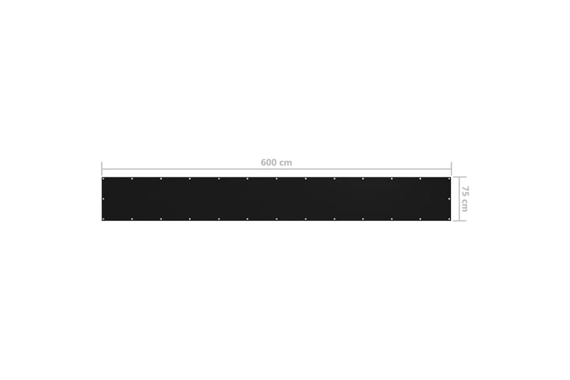 altanafskærmning 75x600 cm oxfordstof sort - Sort - Altanafskærmning