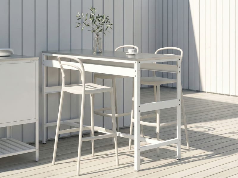 Barbord til udendørs brug Maenza 120 cm - hvid/sort - Havemøbler - Havebord - Barbord udendørs