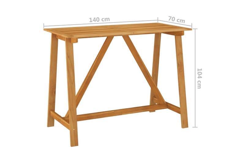Barbord Til Haven 140x70x104 cm massivt Akacietræ - Brun - Havemøbler - Havebord - Barbord udendørs
