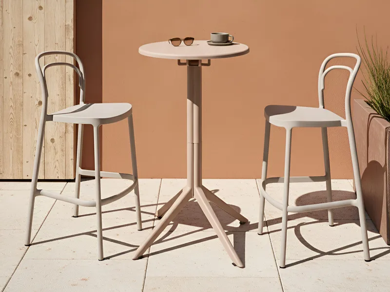 Barbord udendørs Legrena 60 cm - beige - Havemøbler - Havebord - Barbord udendørs