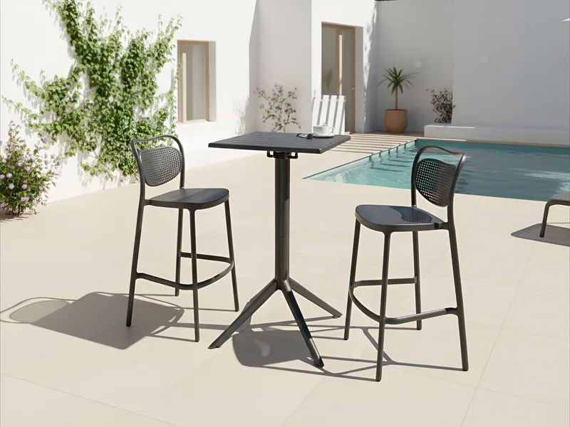Barbord udendørs Lemnos 60 cm - sort - Havemøbler - Havebord - Barbord udendørs