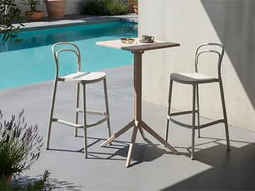Barbord udendørs Lemnos 60x60 cm - beige - Havemøbler - Havebord - Barbord udendørs