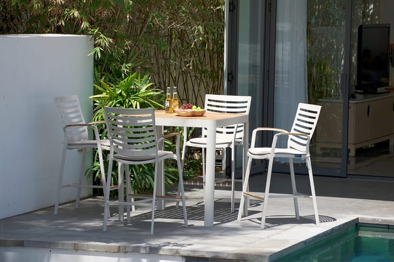 Portals Barbord 95 cm - Hvid/Træ - Havemøbler - Havebord - Barbord udendørs