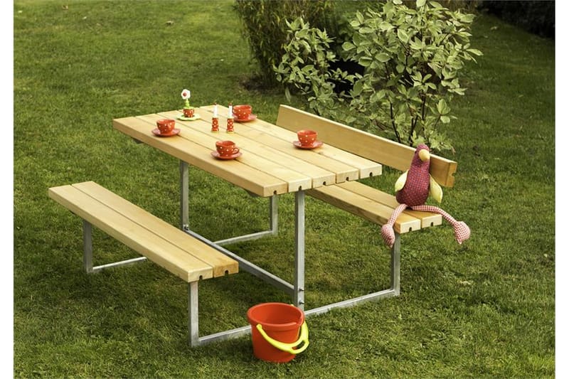 Basic bord- og bænkesæt til børn med 2 ryglæn - olieret lærk - Picnicbord