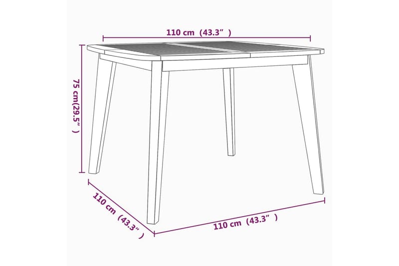 beBasic havebord 110x110x75 cm massivt akacietræ - Brun - Spisebord & havebord