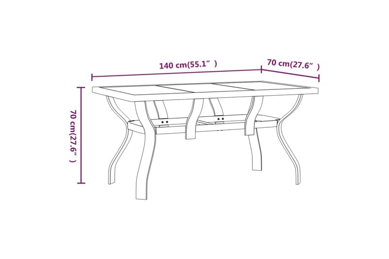 beBasic havebord 140x70x70 cm stål og glas brun og sort - Brun - Spisebord & havebord