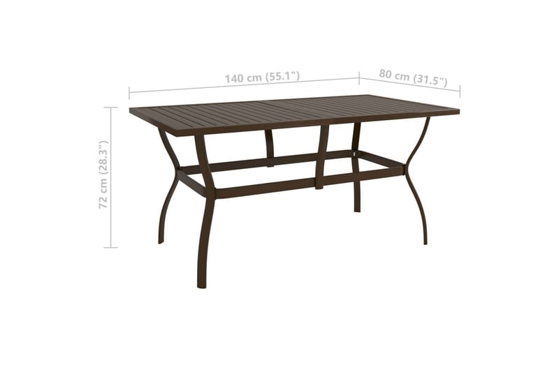 beBasic havebord 140x80x72 cm stål brun - Brun - Havemøbler - Havebord - Spisebord & havebord