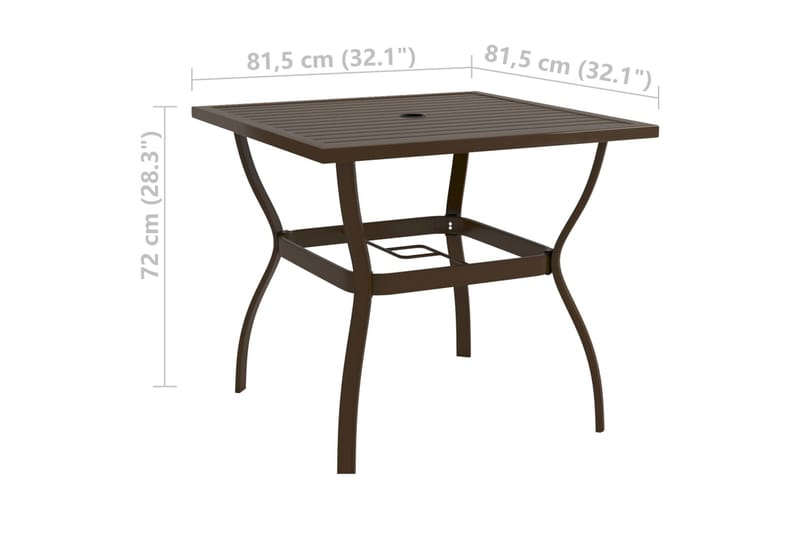 beBasic havebord 81,5x81,5x72 cm stål brun - Brun - Spisebord & havebord