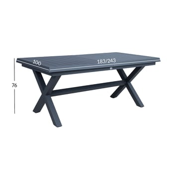 Bord HOME4YOU Columbus 183/243x100x76 Mørkegrå - Mørkegrå - Havemøbler - Havebord - Spisebord & havebord