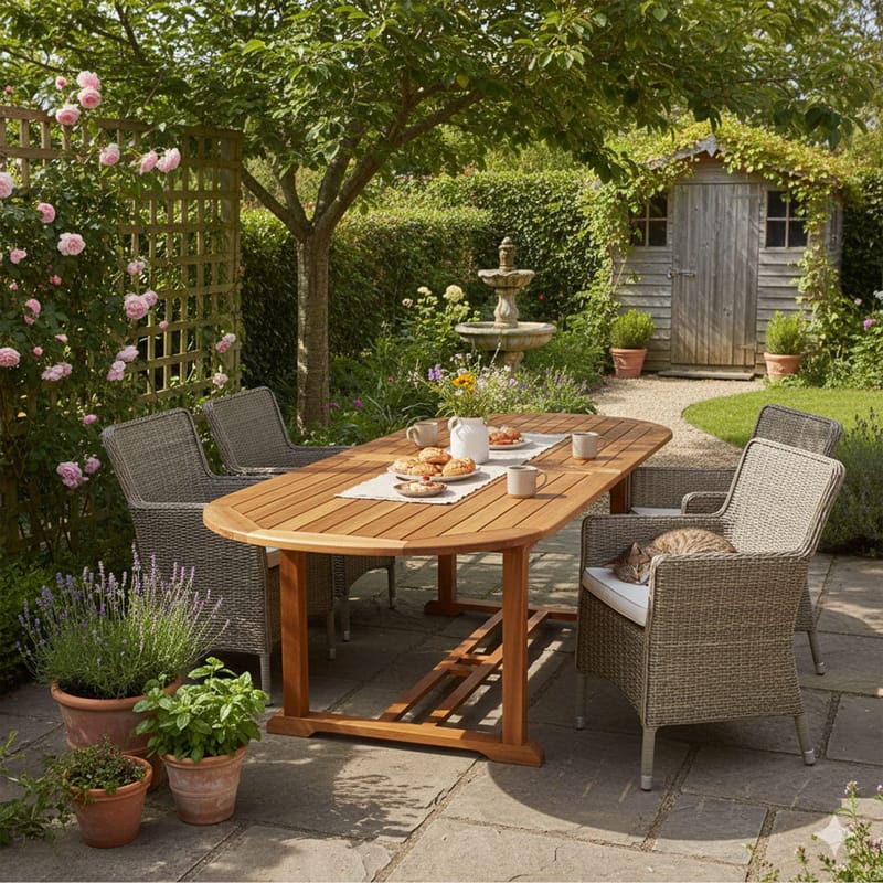 Bord HOME4YOU Fabiola 285/225/165x100x75 cm akacie - Akacie - Havemøbler - Havebord - Spisebord & havebord