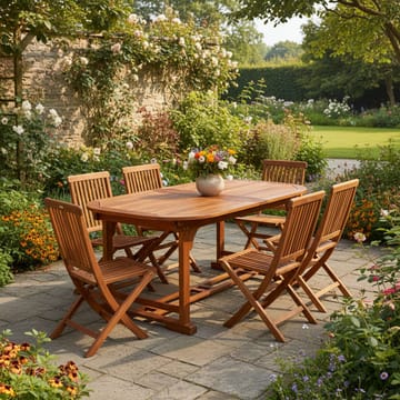 Bord HOME4YOU Fabiola 285/225/165x100x75 cm akacie - Akacie - Havemøbler - Havebord - Spisebord & havebord