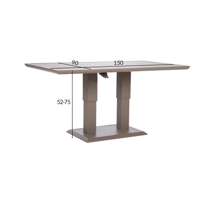 Bord HOME4YOU Marenda 150x90x2-75 cm gråbeige - gråbeige - Havemøbler - Havebord - Spisebord & havebord