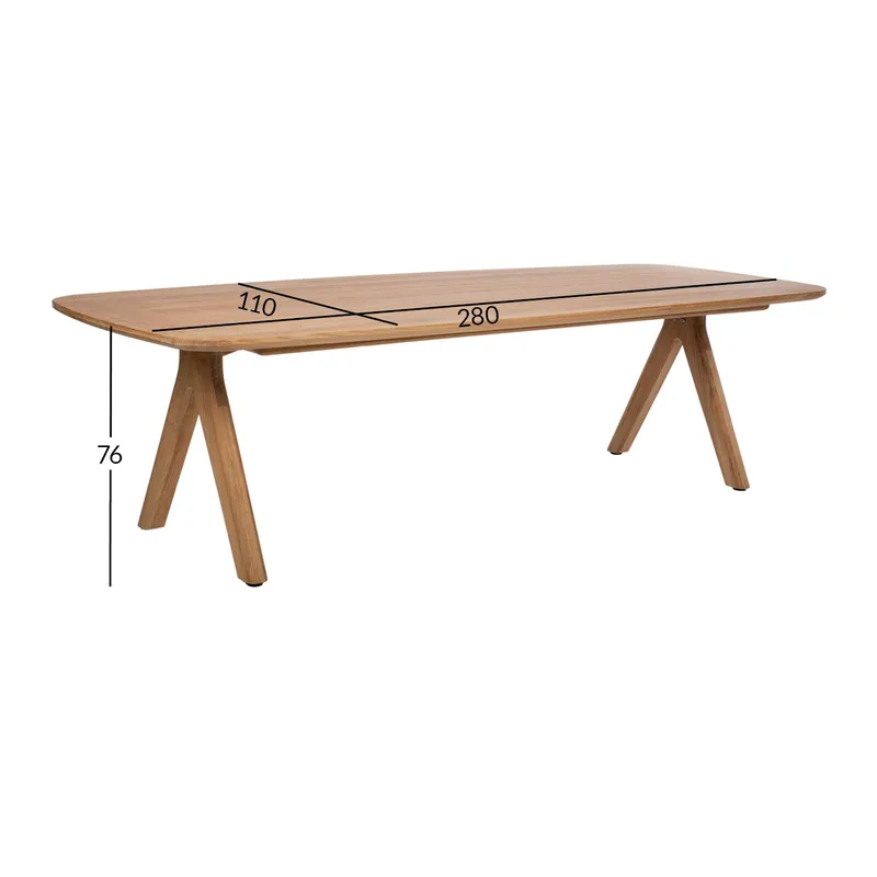 Bord HOME4YOU Roca 280x110x76 cm teak - Teak - Havemøbler - Havebord - Spisebord & havebord