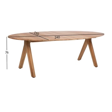 Bord HOME4YOU Tahiti 240x110x76 cm Teak - teak - Havemøbler - Havebord - Spisebord & havebord
