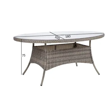 Bord HOME4YOU Trento 180x100x75 cm Lysegrå - Lysegrå - Havemøbler - Havebord - Spisebord & havebord