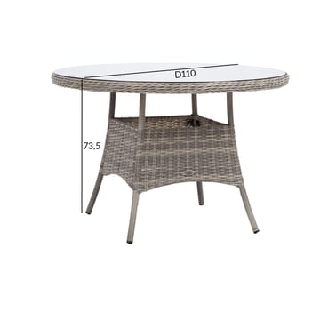 Bord HOME4YOU Trento D110x73,5 cm Lysegrå - lysegrå - Havemøbler - Havebord - Spisebord & havebord