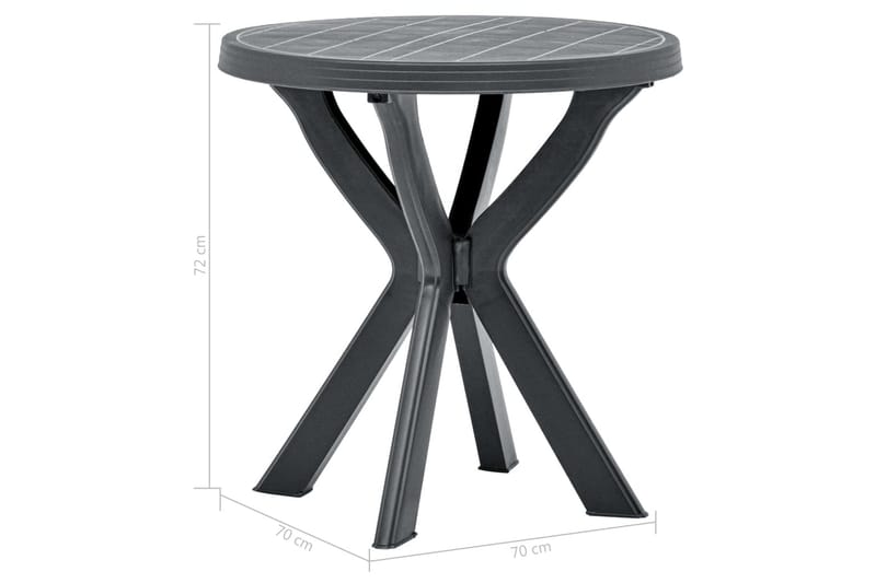 Bistrobord Ø70 cm Plastik Antracitgrå - Grå - Cafebord - Altanborde
