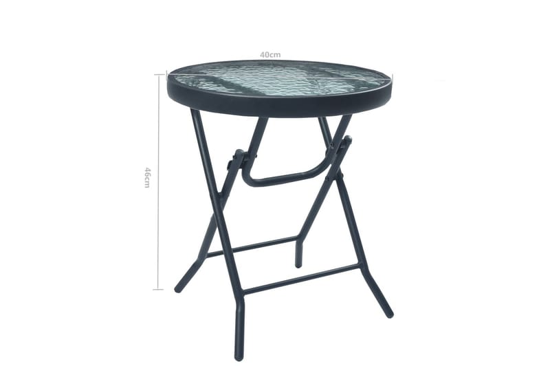 Bistrobord 40x46 cm Stål Og Glas Sort - Sort - Havemøbler - Havebord - Cafebord