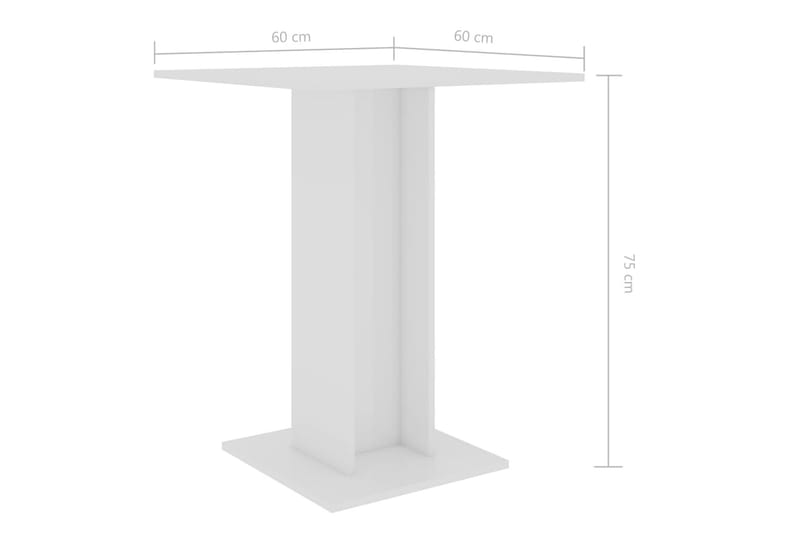Bistrobord 60x60x75 cm Spånplade Hvid Højglans - Hvid - Cafebord - Altanborde