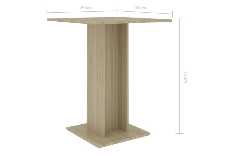 Bistrobord 60x60x75 cm Spånplade Sonoma-Eg - Brun - Cafebord - Altanborde