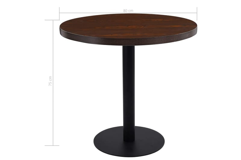 Bistrobord 80 cm Mdf Mørkebrun - Brun - Cafebord - Altanborde