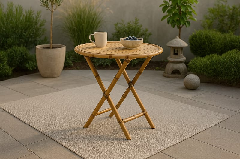 Cane Cafébord Rund 80 cm - Brun - Havemøbler - Havebord - Cafebord