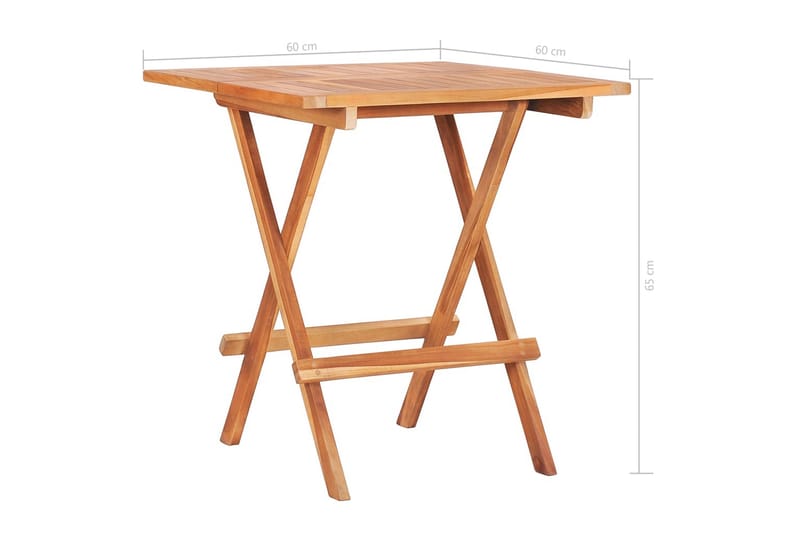 Foldbart Bistrobord 60x60x65 cm Massivt Teaktræ - Brun - Cafebord - Altanborde