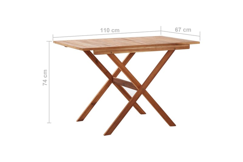 Foldbart Havebord 110x67x74 cm Massivt Akacietræ - Brun - Cafebord - Altanborde