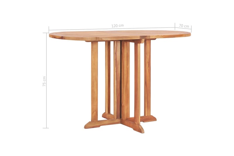 Foldbart Havebord 120x70x75 cm Massivt Teaktræ - Brun - Cafebord - Altanborde