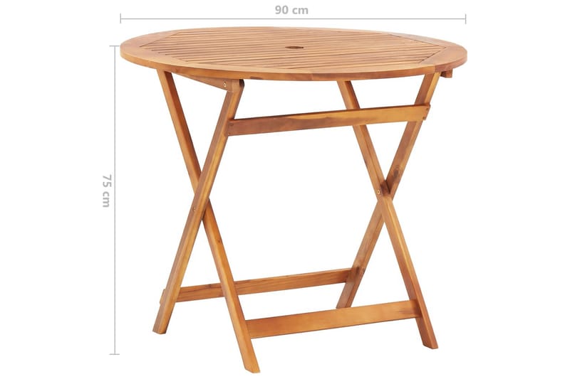 Foldbart Havebord 90 X 75 cm Massivt Akacietræ - Brun - Cafebord - Altanborde