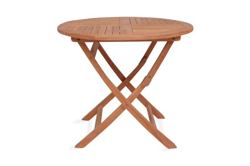 Foldbart Havebord Massivt Teaktræ Rund 85 X 76 Cm - Brun - Havemøbler - Havebord - Cafebord