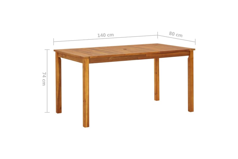havebord 140x80x74 cm massivt akacietræ - Brun - Havemøbler - Havebord - Cafebord