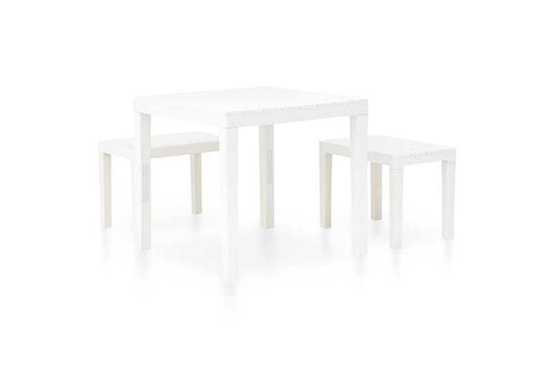 havebord med 2 bænke plastik hvid - Hvid - Cafebord - Altanborde