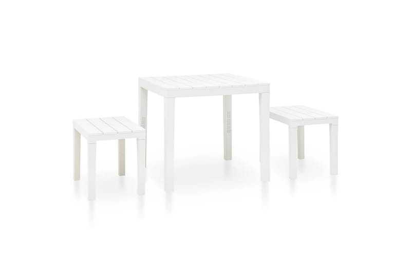 havebord med 2 bænke plastik hvid - Hvid - Altanborde - Cafebord