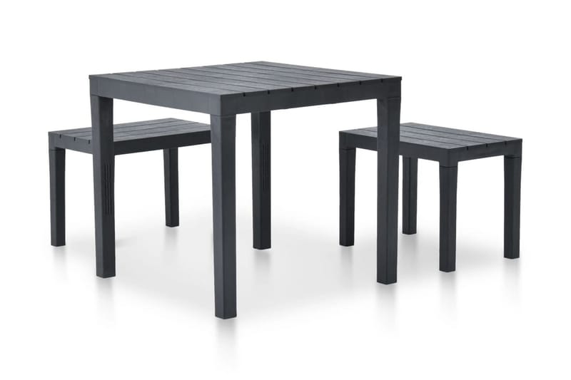 havebord med 2 bænke plastik antracitgrå - Grå - Cafebord - Altanborde