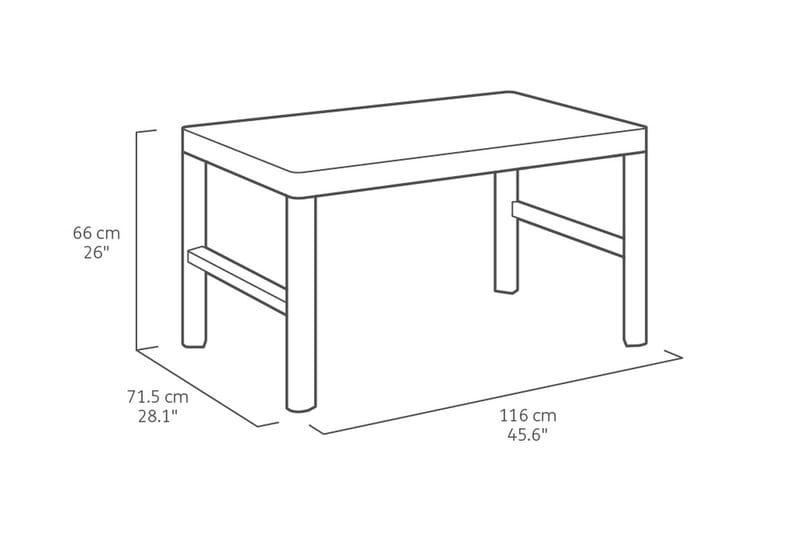 Lyon Cafébord 116 cm Antracit - Keter - Cafebord - Altanborde