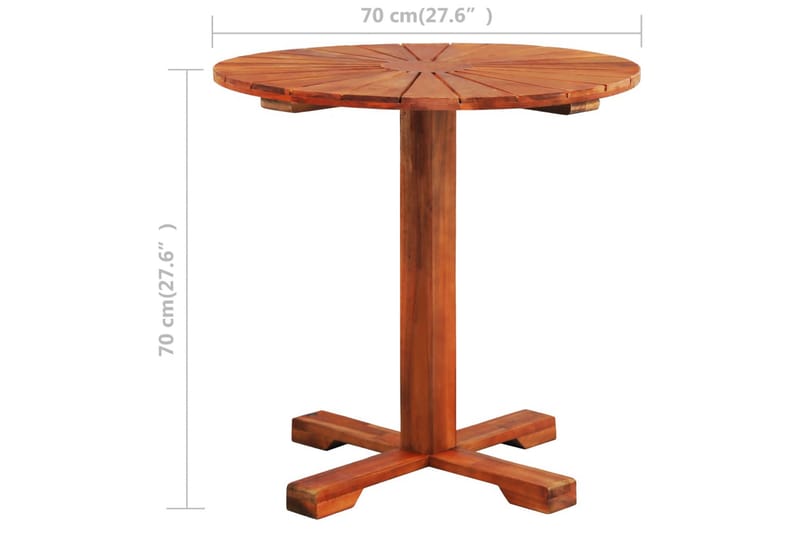 Piedestalbord Massivt Akacietræ 70 X 70 Cm Rund - Brun - Havemøbler - Havebord - Cafebord
