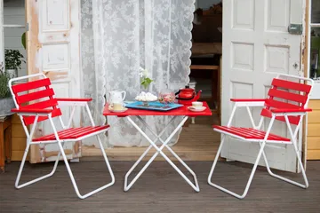 Retro bord - Rød / Hvid - Havemøbler - Havebord - Cafebord