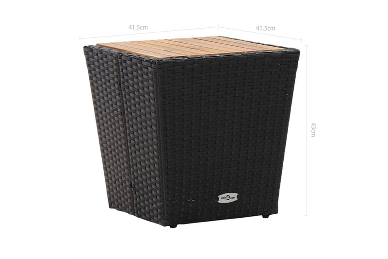 Tebord 41,5x41,5x43 cm Massivt Akacietræ Sort - Sort - Havemøbler - Havebord - Cafebord