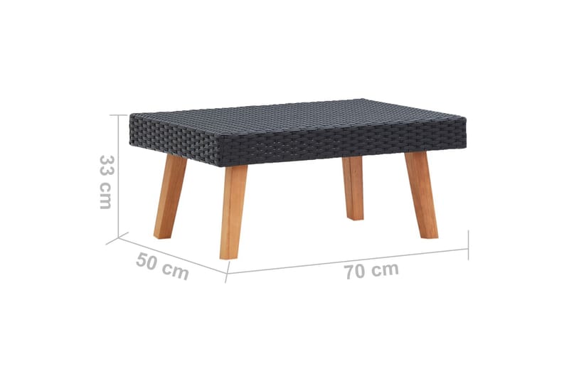 udendørs sofabord polyrattan sort - Sort - Cafebord - Altanborde